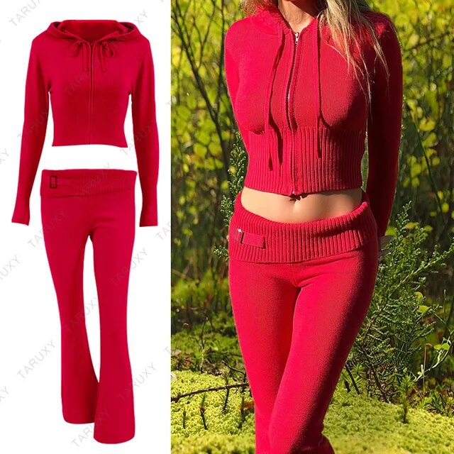 Spring Knitted Women's Two Piece Sets