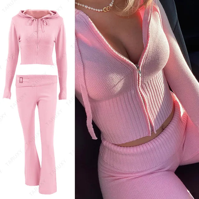 Spring Knitted Women's Two Piece Sets