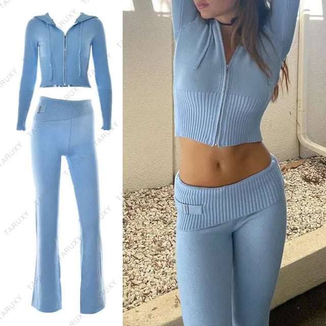 Spring Knitted Women's Two Piece Sets