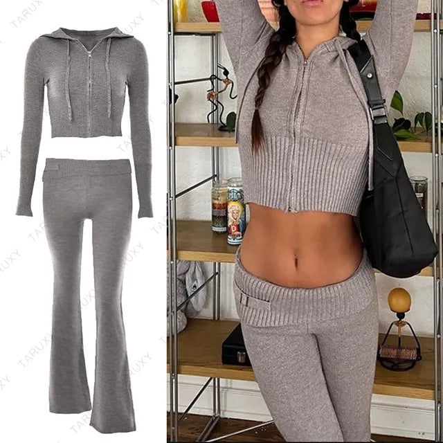 Spring Knitted Women's Two Piece Sets