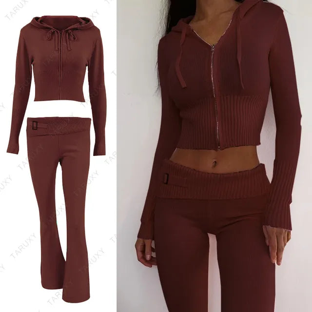 Spring Knitted Women's Two Piece Sets